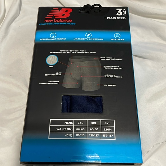 NIP- New Balance - Men’s 4XL. 3 pack mesh boxer briefs - Picture 2 of 6